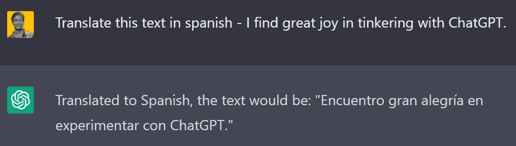 ChatGPT  can translate text to and from a number of languages.