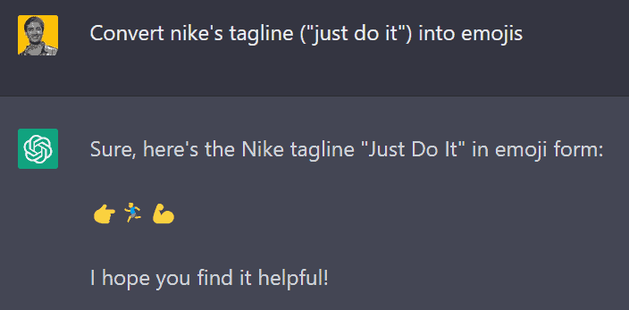 ChatGPT  can convert a piece of text into emoji form.