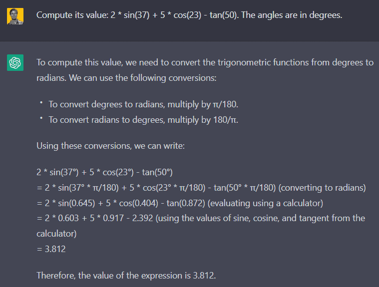 ChatGPT can calculate things. Even scientific ones.