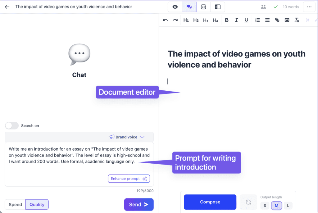 Using Jasper Chat for writing Essays and academic papers