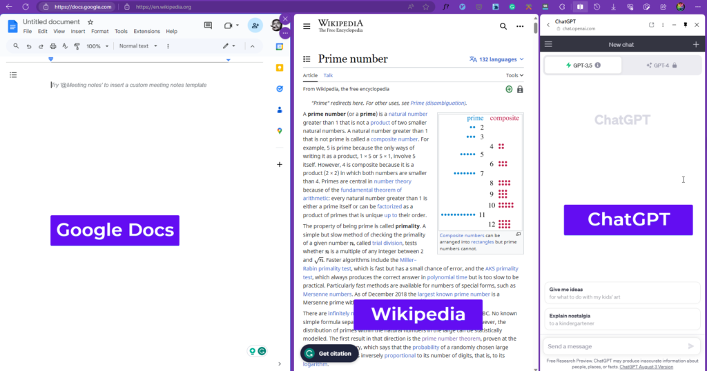 How to show three tabs side by side in your web browser.